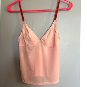 BDG Urban Outfitters Pink Mesh Camisole Red‎ Picot Trim Low Back Small